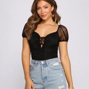 NWOT Black Lace Bodysuit